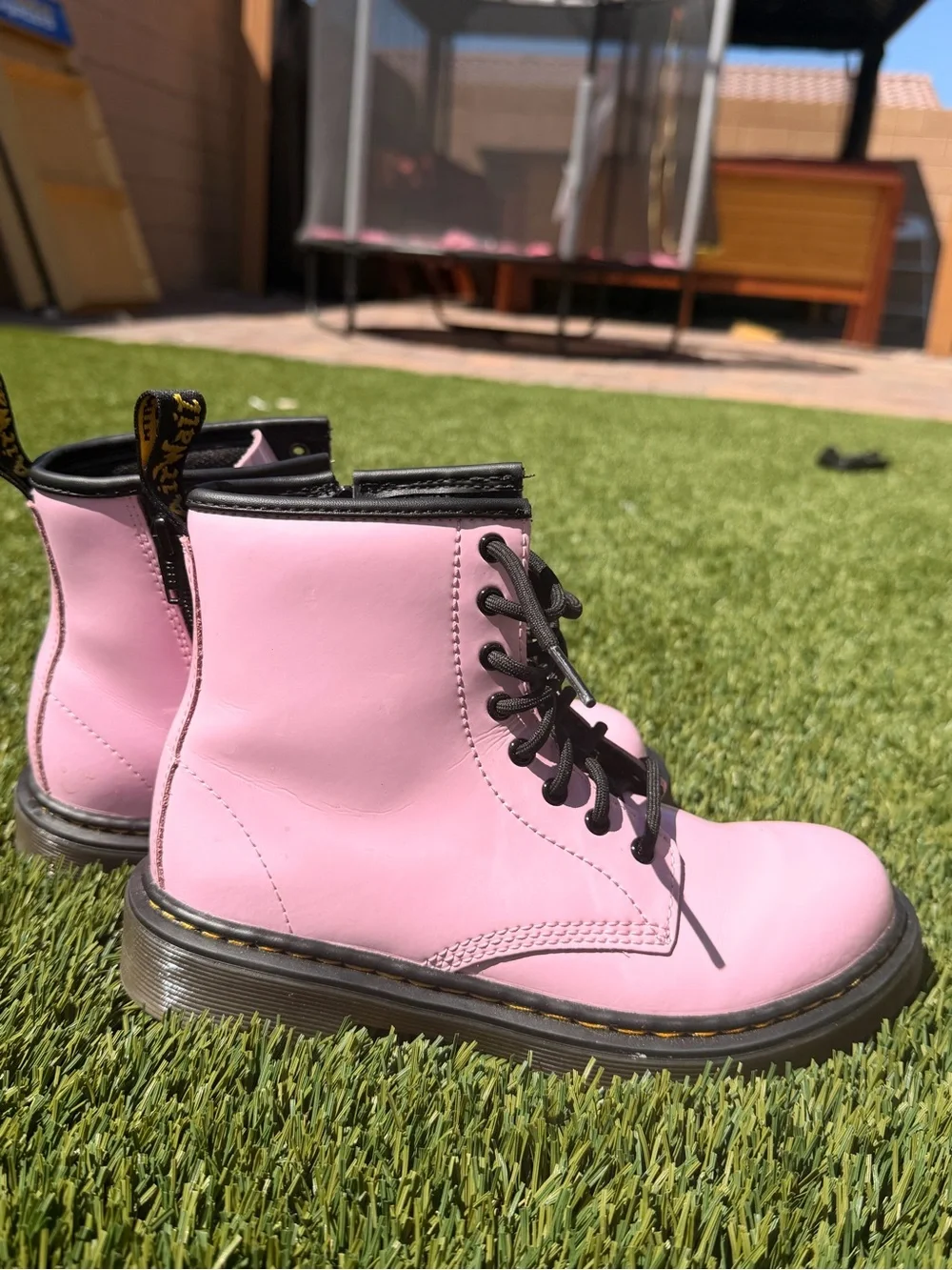 Dr. Martens shiny bubblegum
